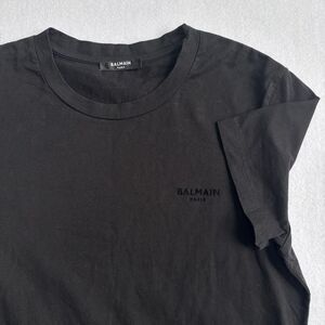 Balmain Flocked-logo T-shirt Mens Small Black Short Sleeve 100% Cotton Crew Neck